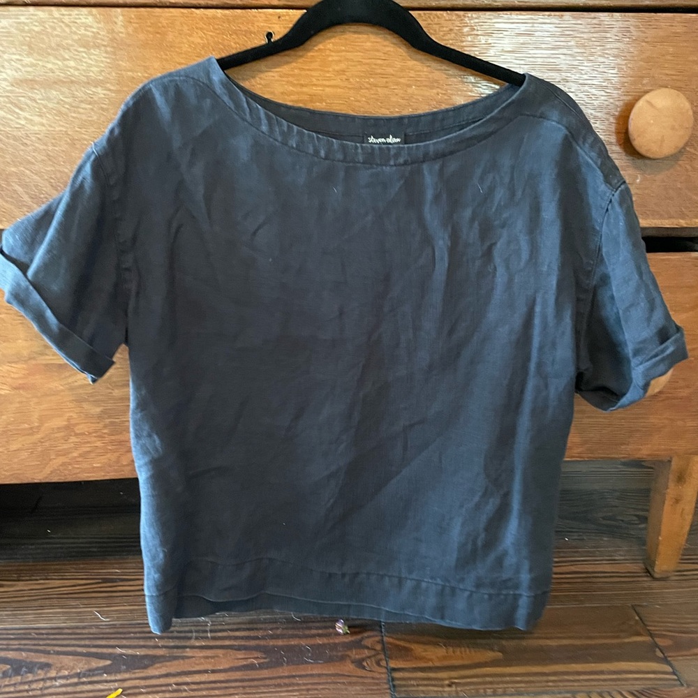 Steven Alan black linen shirt